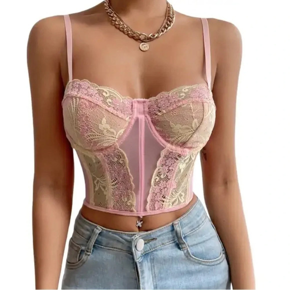 LUXE 5 Star Fave Princess Bustier Corset Lace Cami Crop Top Small Medium Large - Picture 2 of 11